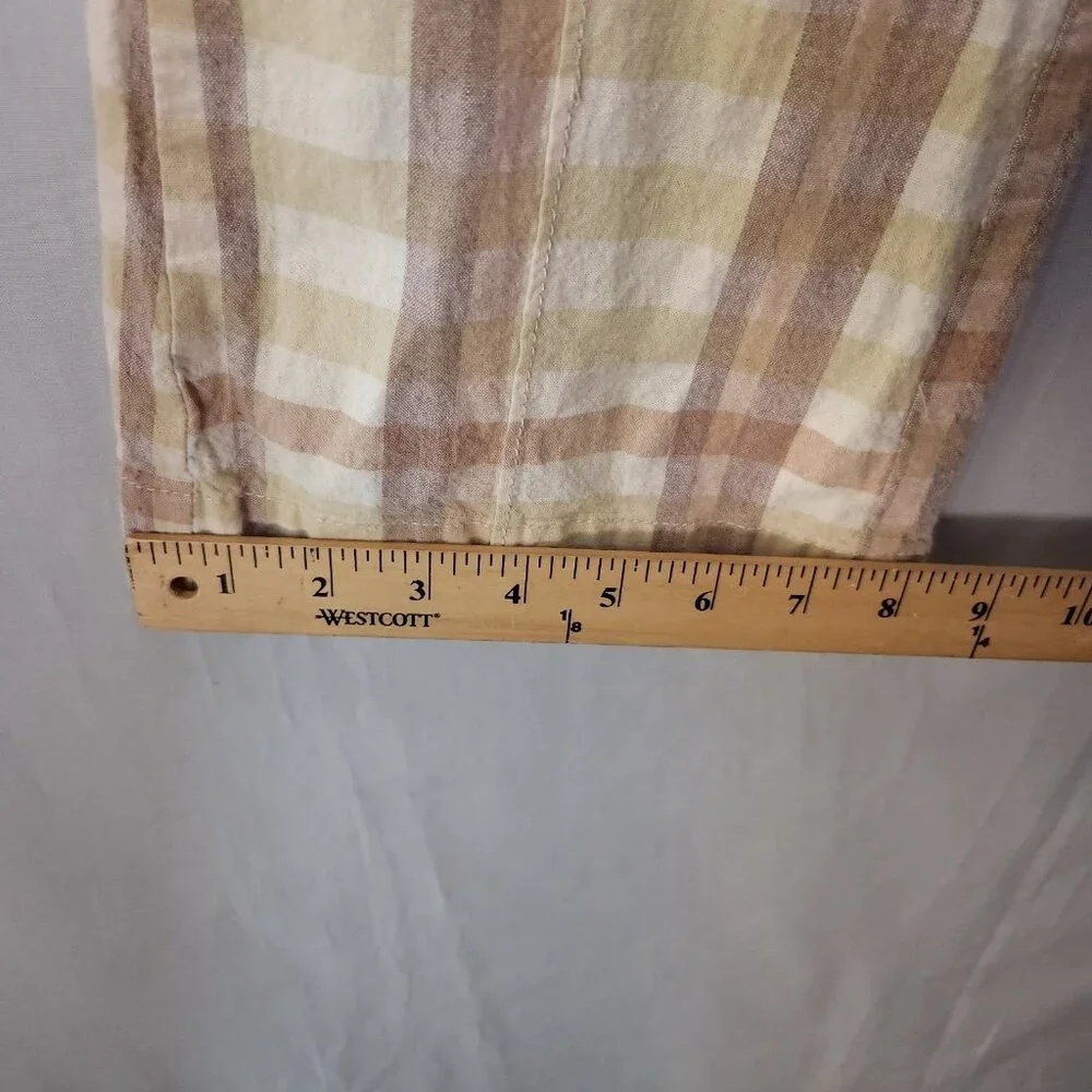 Free People Plaid Flare Pants Womens 0 Linen Blend Low Rise Retro Hippie Boho - Picture 12 of 16